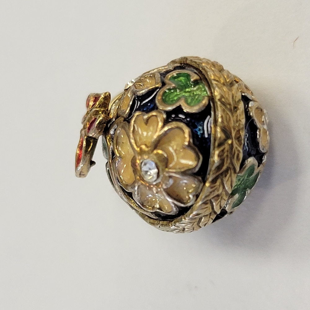 Two Floral Enamel Egg Charm Pendants - Picture 11 of 11